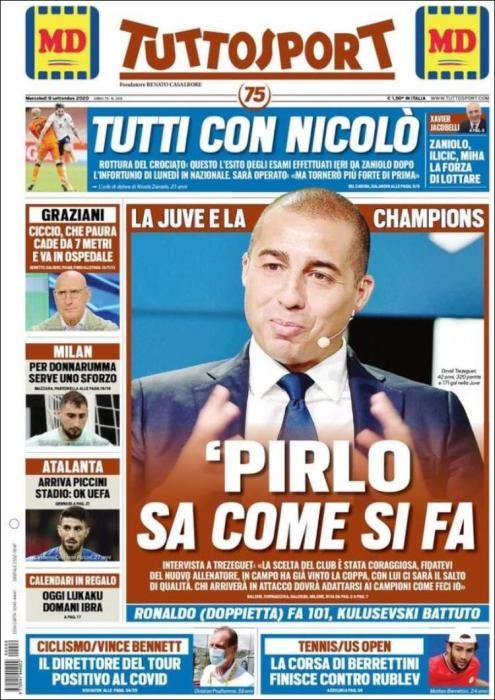 Portada TUTTOSPORT  miércoles 9 septiembre 2020