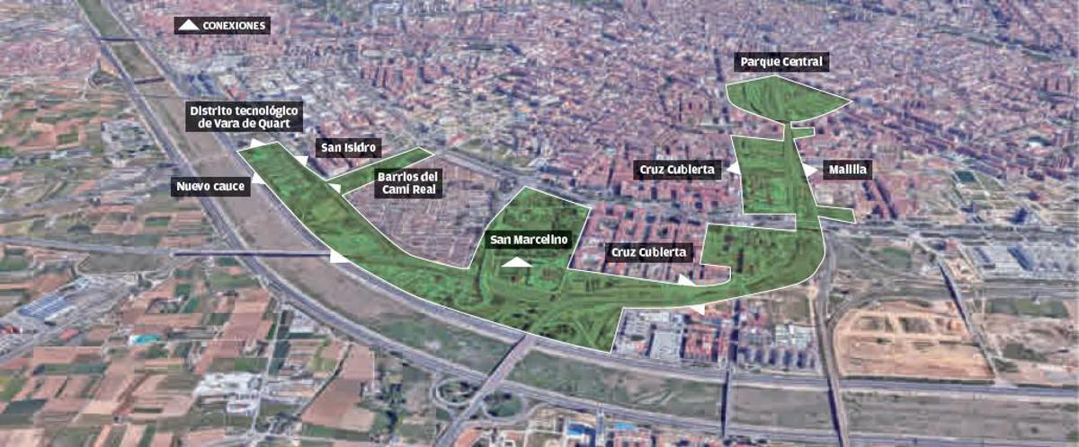 Un eje verde coserá los barrios ‘olvidados’ del sur con el Parc Central y el nuevo cauce