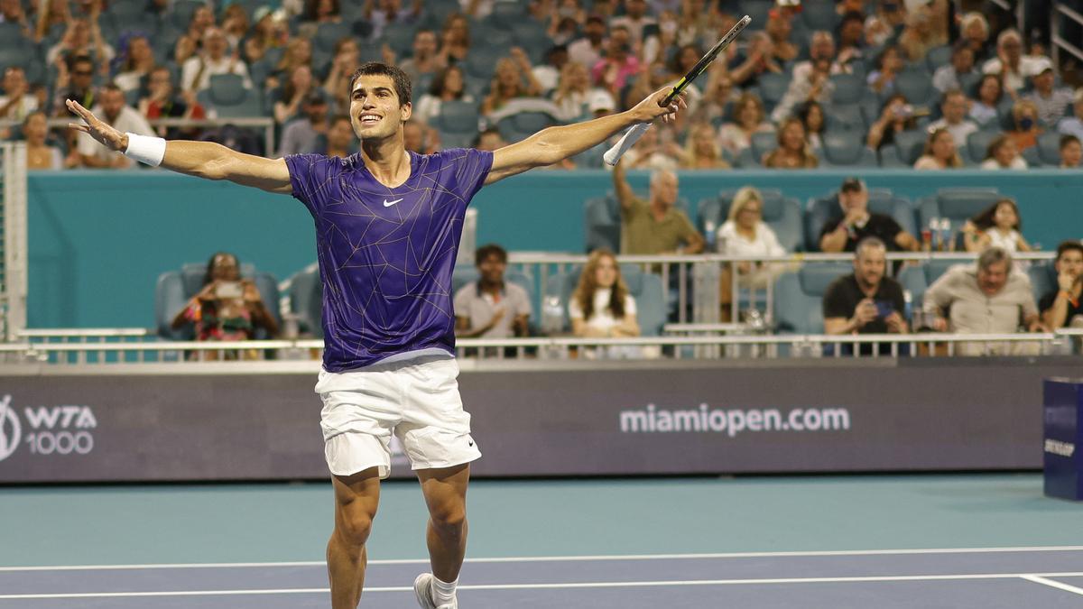 Carlos Alcaraz, tras ganar su semifinal ante Hurkacz en Miami