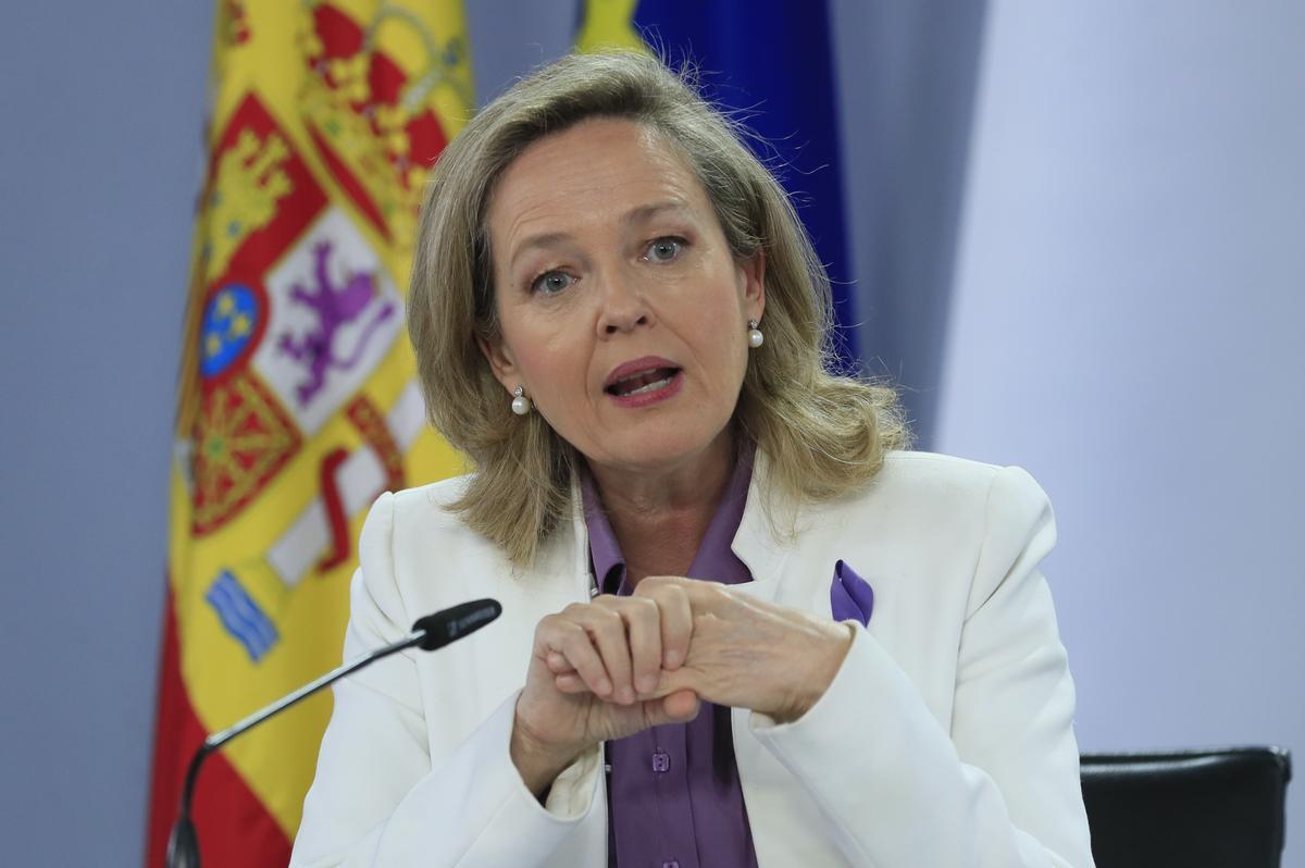 La vicepresidenta Nadia Calviño, en la rueda de prensa posterior a la reunión del Consejo de Ministros.