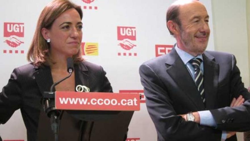 Rubalcaba y Chacón juntos por primera vez durante la campaña electoral