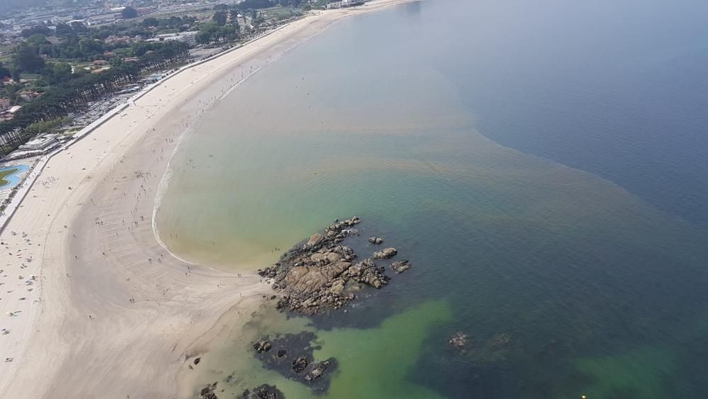 Las algas tintan de rojo las playas de Vigo