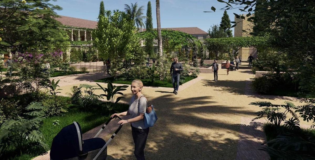 Recreación de los futuros jardines del Campo Santo de los Mártires.