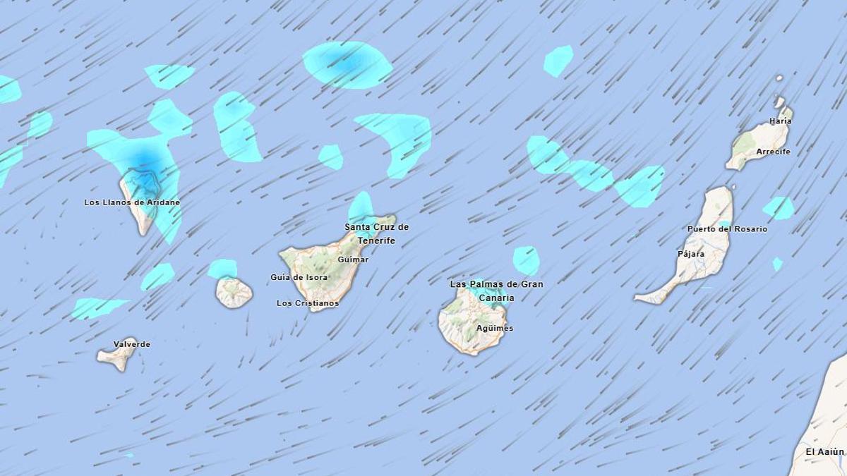 Predicción de lluvias en Canarias para este miércoles, 3 de diciembre