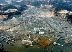 La ciutat de Minamisanriku, al nord del Japó, submergida sota les aigües.
