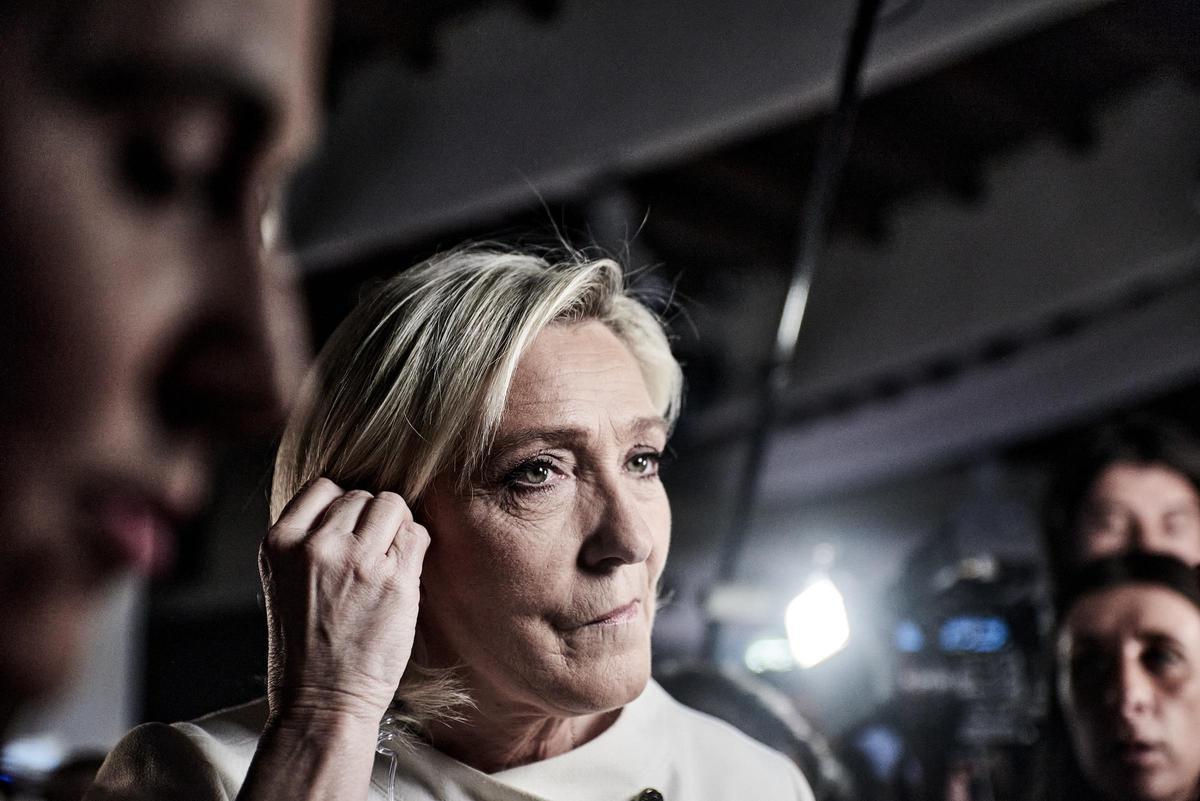 Marine Le Pen, el domingo, en el cuartel general de Reagrupamiento Nacional.