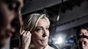 Marine Le Pen, el domingo, en el cuartel general de Reagrupamiento Nacional.