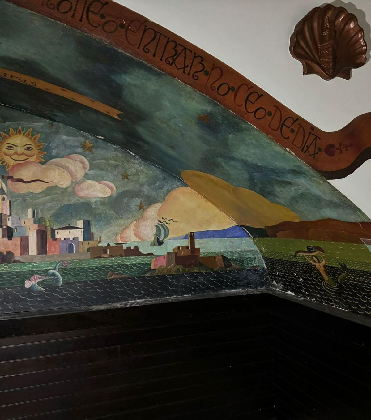 Murales de Lugrís no edificio da rúa Olmos. | Cedida por O Mural