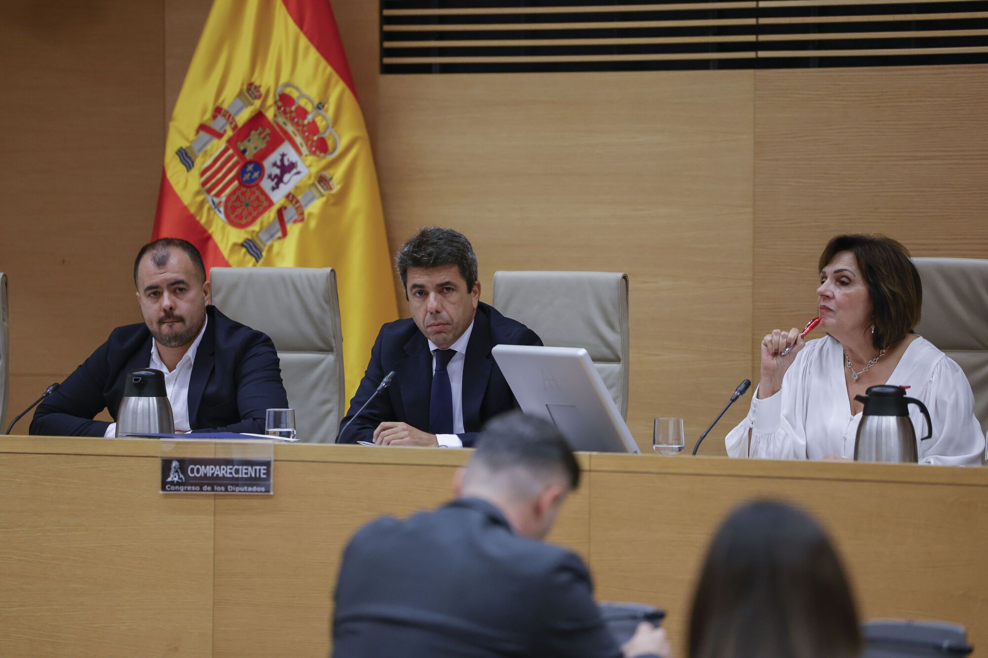 El 'president' en funciones de la Generalitat Valenciana, Carlos Mazón, durante su comparecencia en la comisión de investigación de la dana en el Congreso