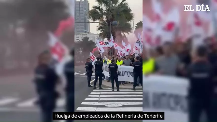 Huelga de empleados de la Refinería de Tenerife