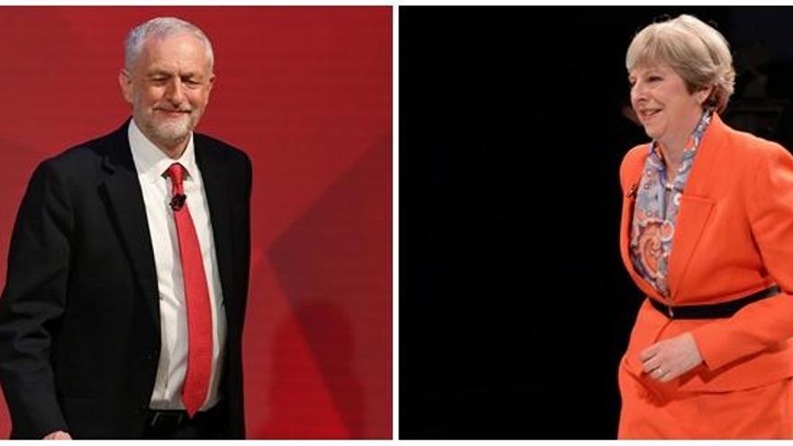 El líder laborista Jeremy Corbyn y la &#039;torie&#039; Theresa May.