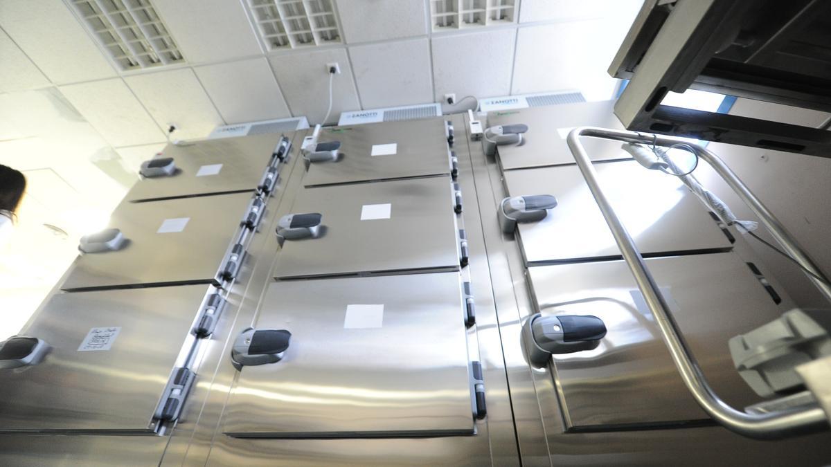 Cámaras frigoríficas del Instituto de Medicina Legal de Murcia, donde se hacen las autopsias a los cadáveres.