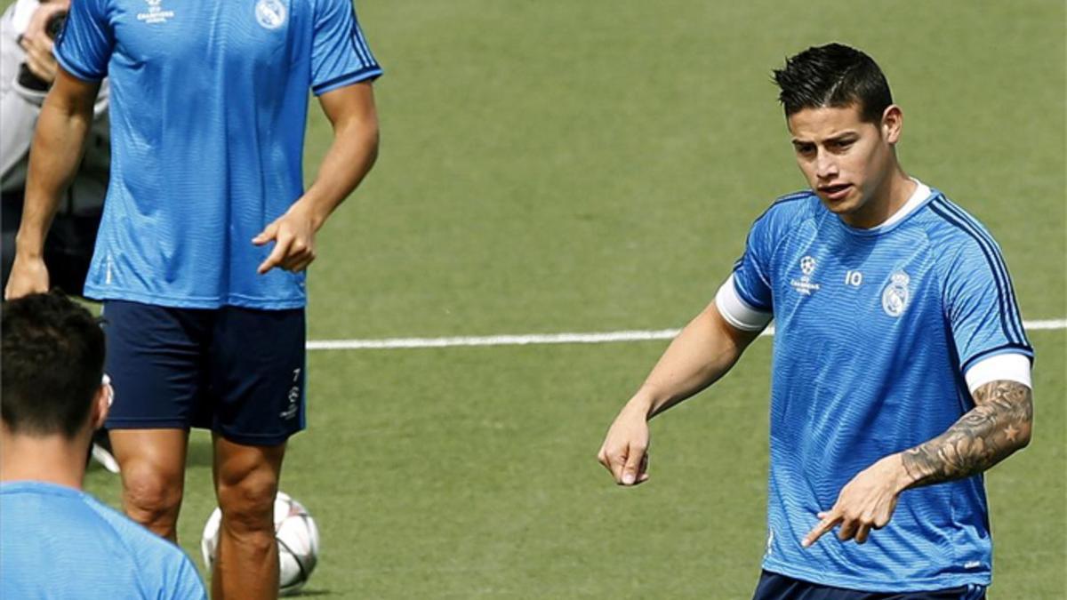 James Rodríguez, en el entrenamiento