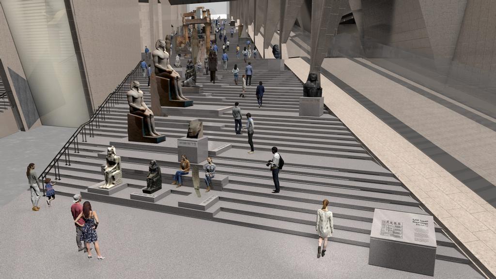 Así será la Gran Escalera del Gran Museo de Egipto.