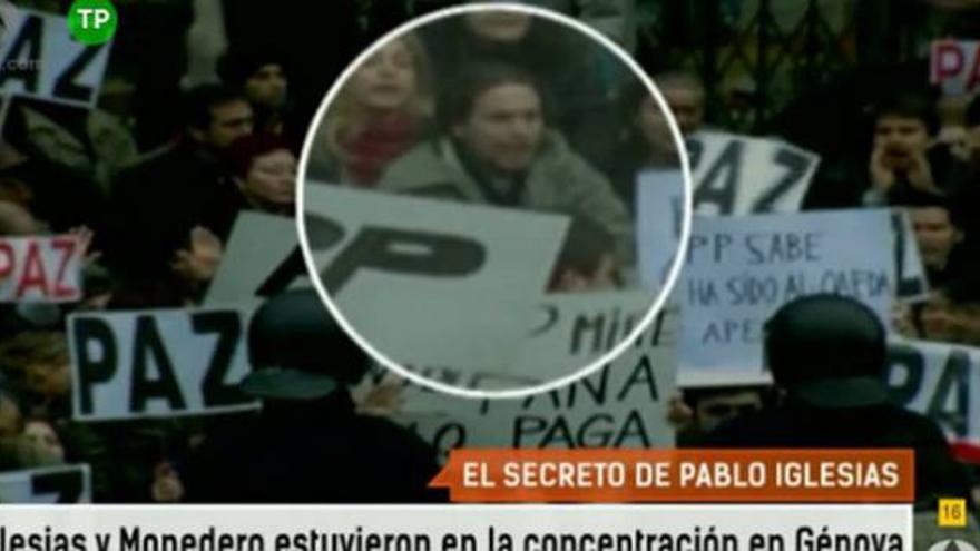 El líder de Podemos, en la concentración ante Génova