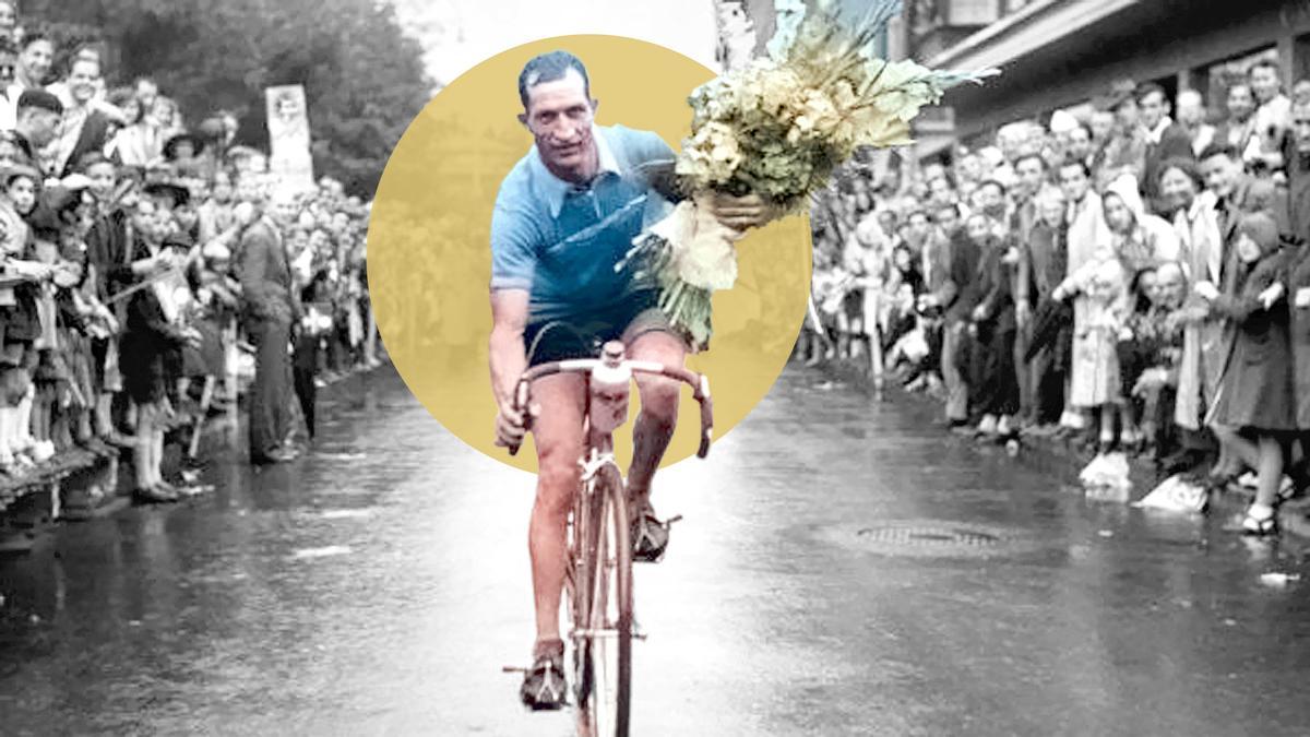 Bartali celebra una de sus últimas victorias.