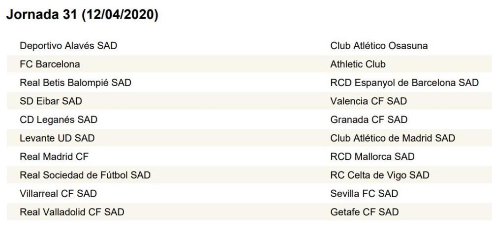 Calendario de LaLiga completo: Valencia CF; Levante UD, Villarreal...