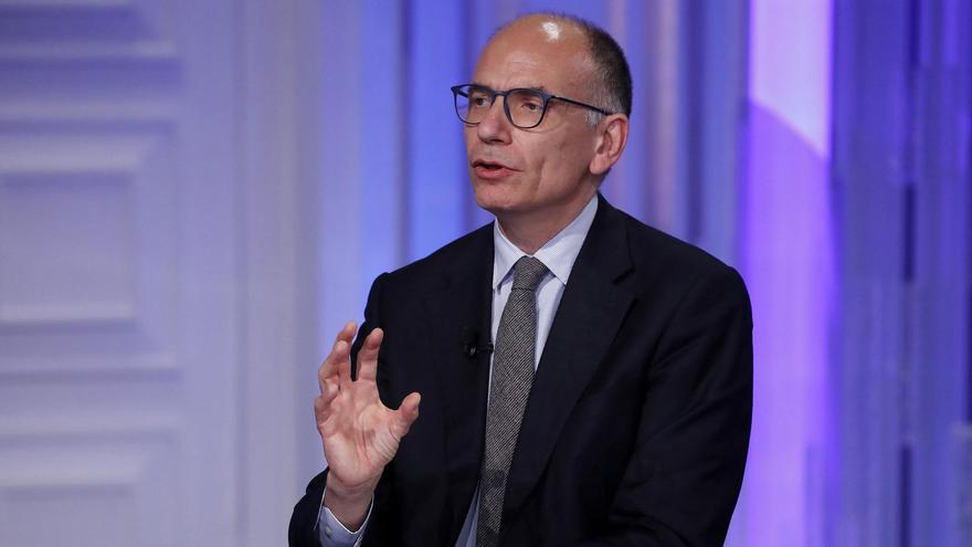 Italian secretary of the Democratic party Enrico Letta guest at the tv broadcast Porta a Porta. Rome (Italy), June 22nd, 2022 (Credit Image: Â© Massimo Di Vita/Mondadori Portfolio via ZUMA Press).