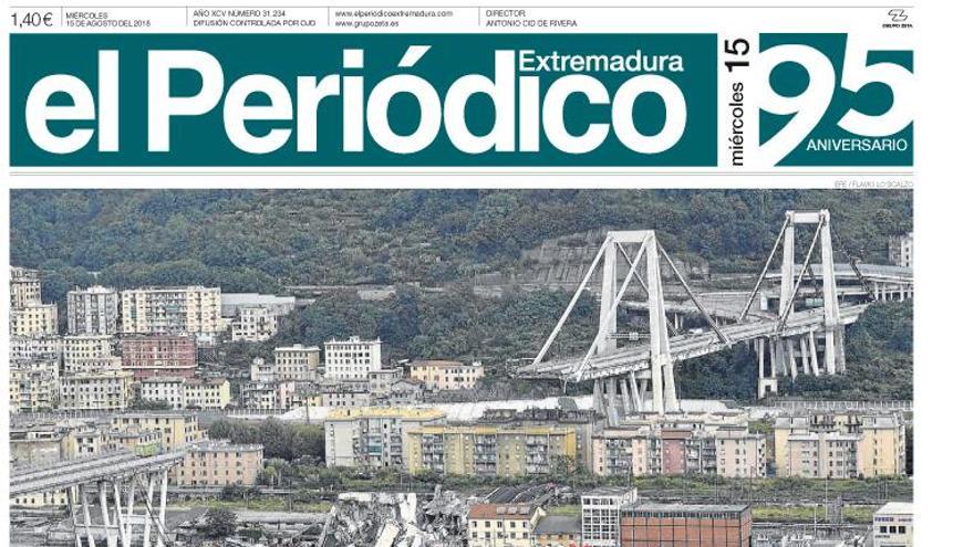 Esta es la portada de EL PERIÓDICO EXTREMADURA correspondiente al día 15 de agosto del 2018