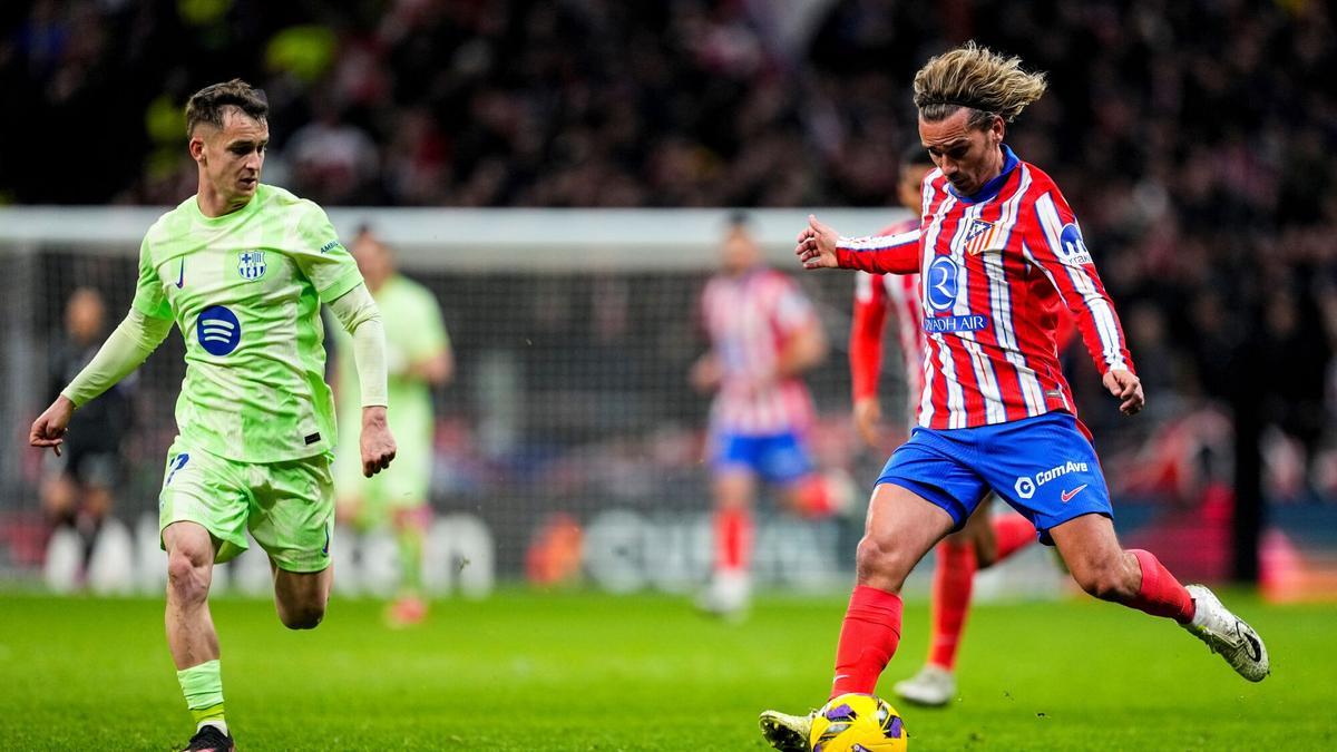 Antoine Griezmann of Atletico de Madrid in action during the Spanish League, LaLiga EA Sports, football match played between Atletico de Madrid and FC Barcelona at Riyadh Air Metropolitano stadium on March 16, 2025, in Madrid, Spain. AFP7 16/03/2025 ONLY FOR USE IN SPAIN. Oscar J. Barroso / AFP7 / Europa Press;2025;SPAIN;SPORT;ZSPORT;SOCCER;ZSOCCER;Atletico de Madrid v FC Barcelona - LaLiga EA Sports;