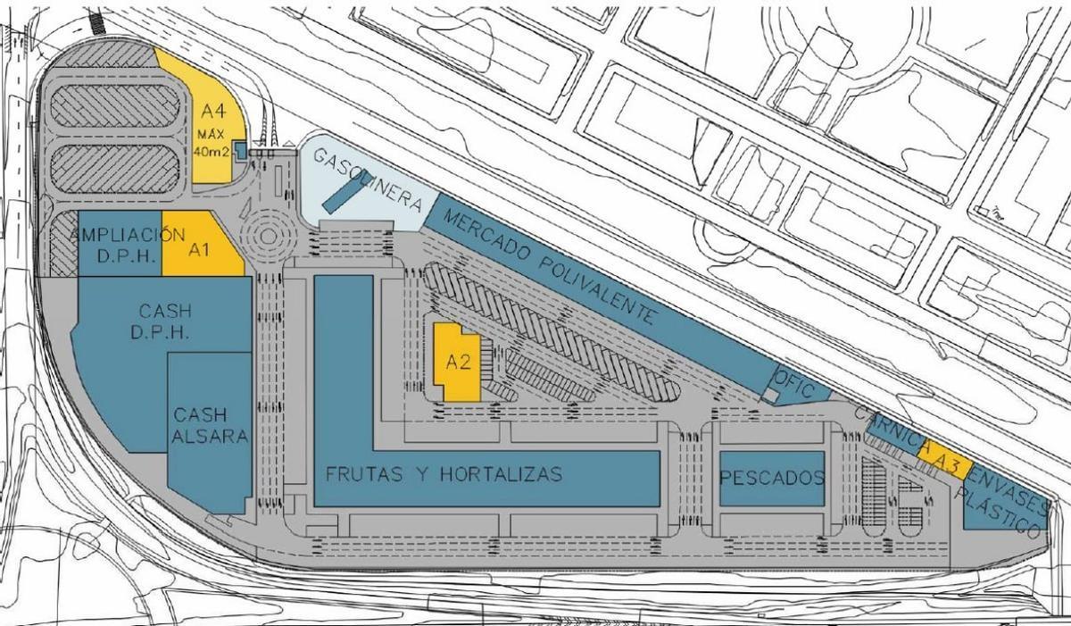 En azul, lo ocupado, en amarillo, las parcelas que podrán edificarse ahora.