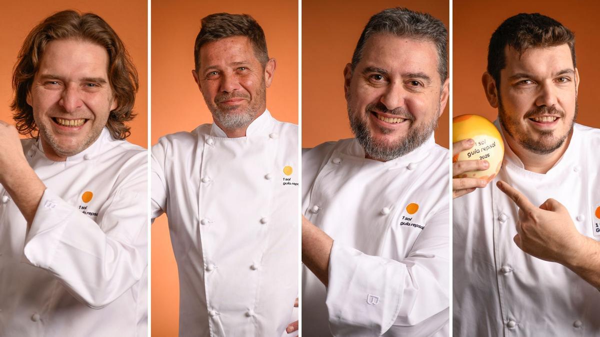 Chefs de los cuatro restaurantes distinguidos por la Guía Repsol.