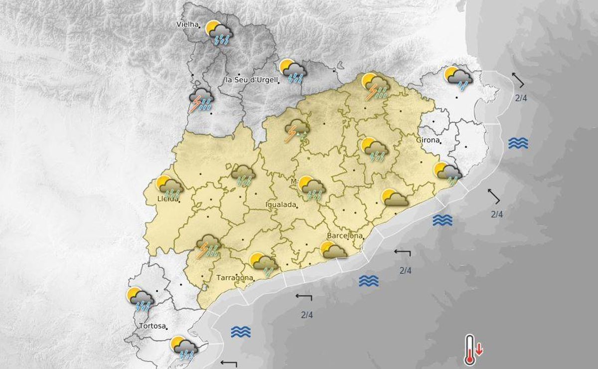 Aviso amarillo en Catalunya el sábado.