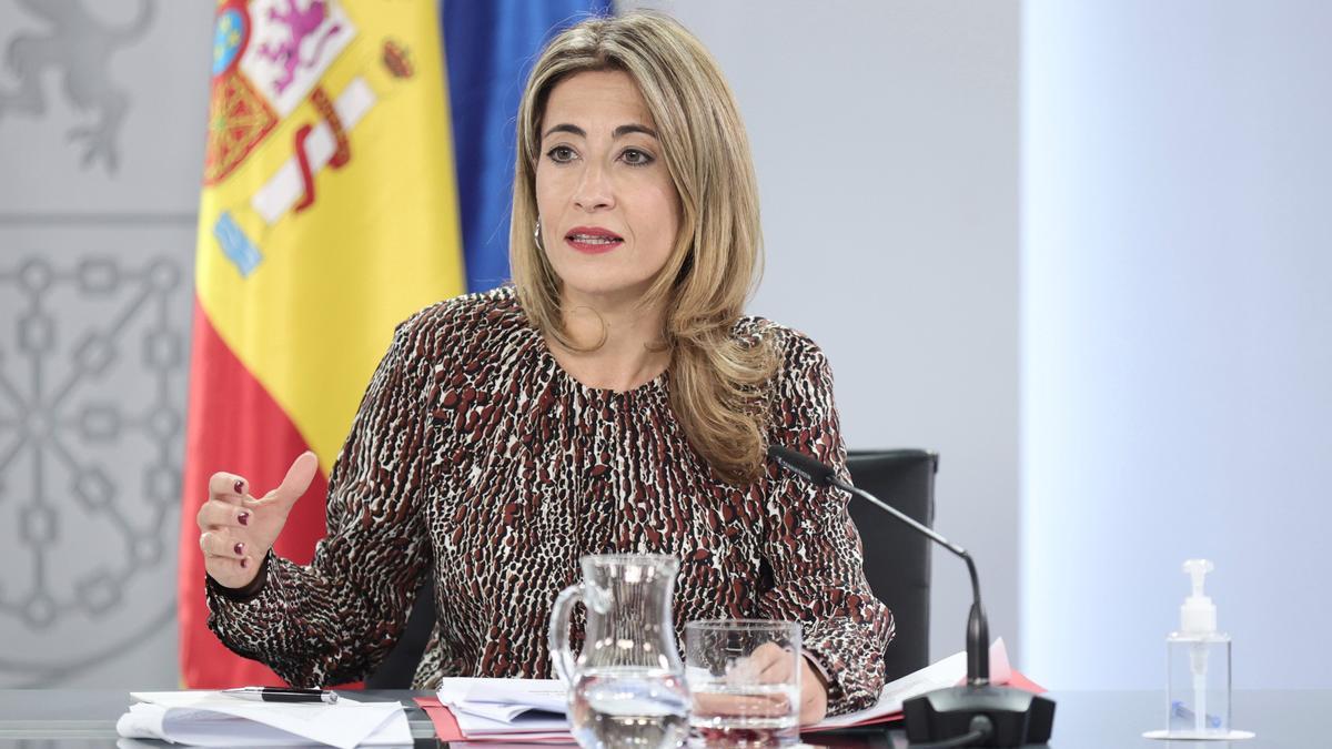 La ministra de Transportes, Raquel Sánchez, en la rueda de prensa posterior al Consejo de Ministros.