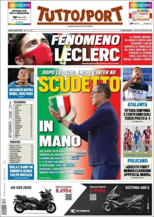 Portada TUTTOSPORT lunes 6 julio 2020