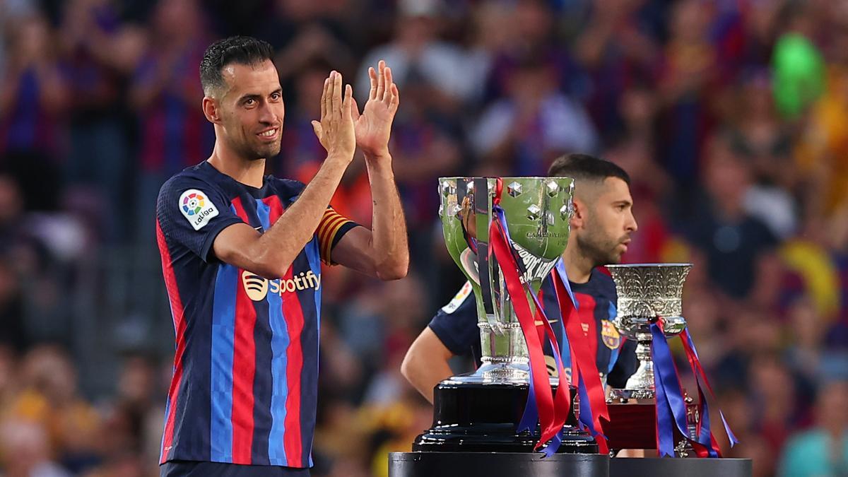 Sergio Busquets, en su despedida del Camp Nou