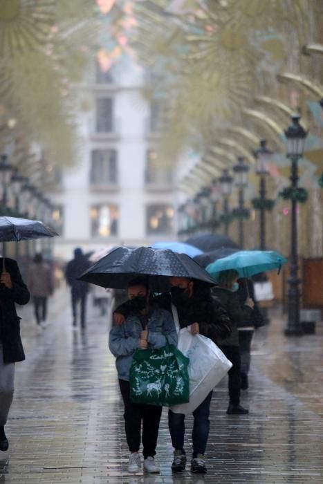 Lluvia en Málaga con la llegada de la borrasca Filomena.