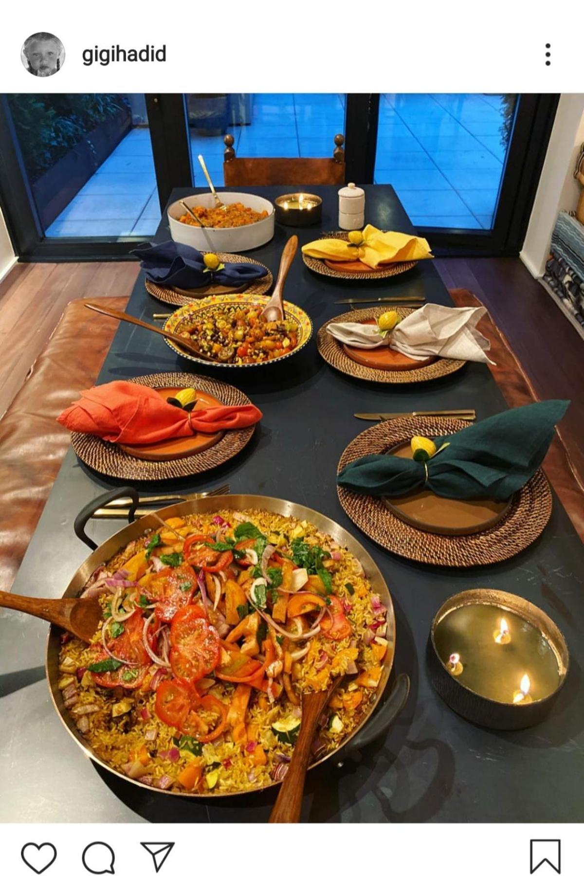 La modelo Gigi Hadid prepara una paella... vegana