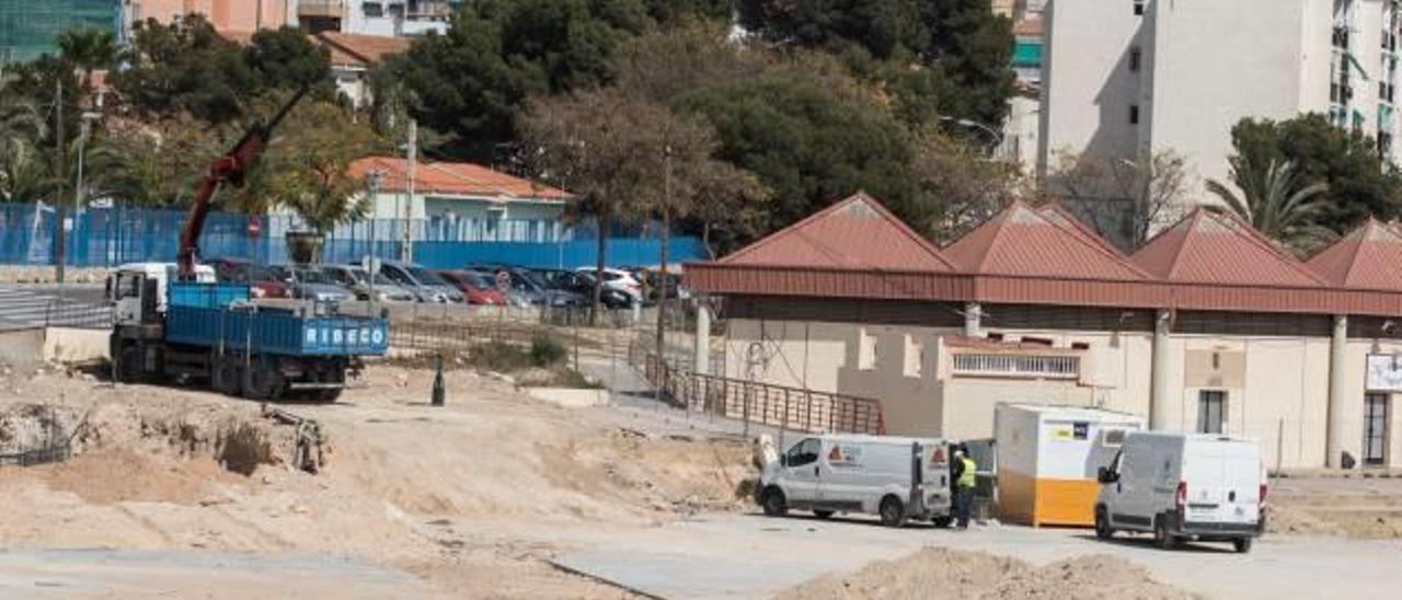 Zona del aparcamiento donde se concentran ahora las obras.