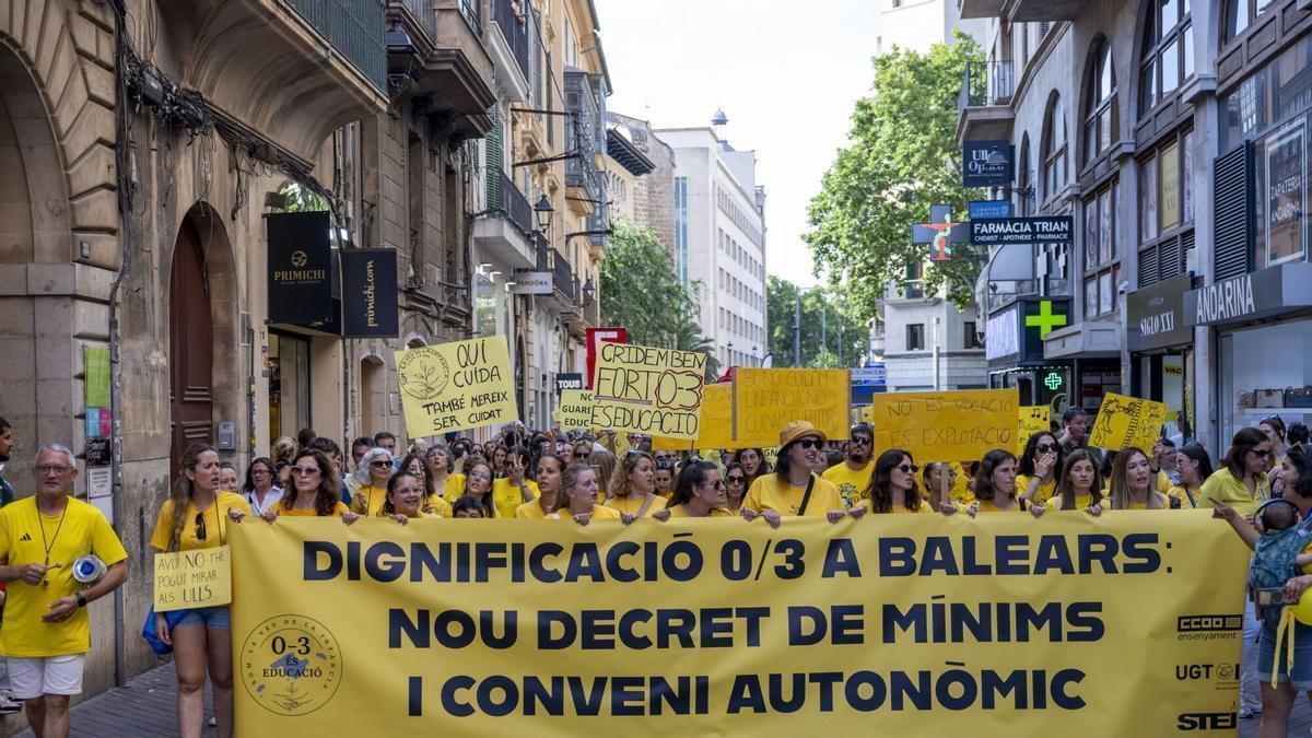 Una manifestación del sector educativo 0-3 en Palma.