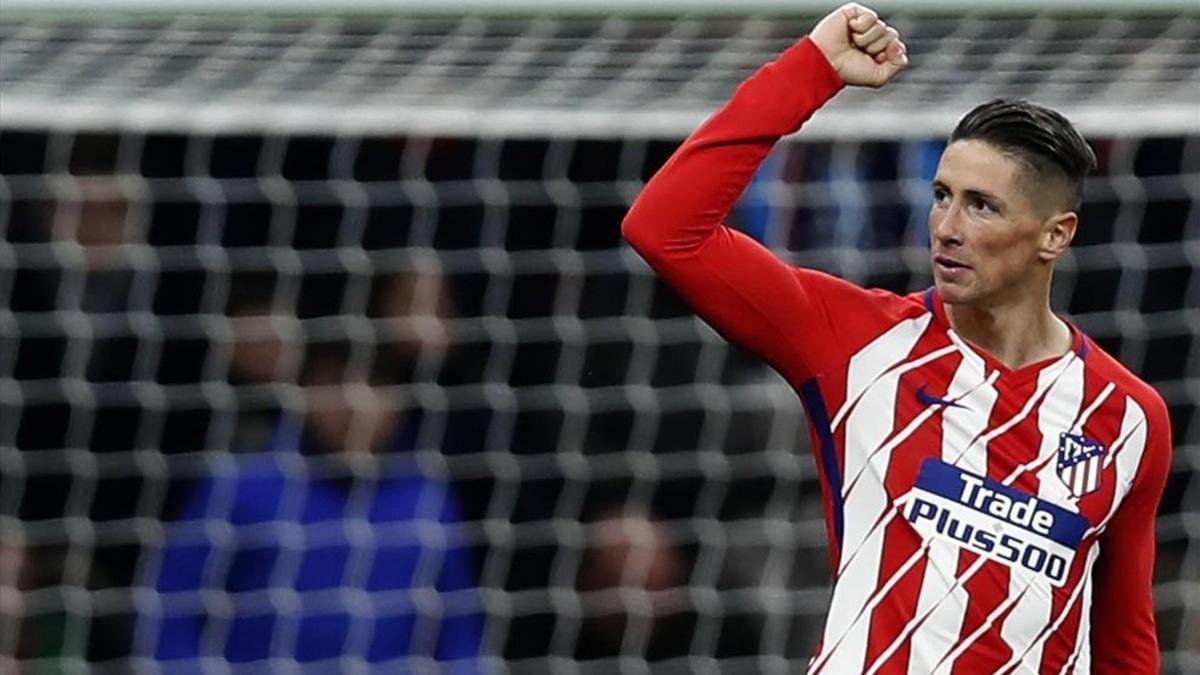 Fernando Torres celebrando un gol con el Atlético de Madrid
