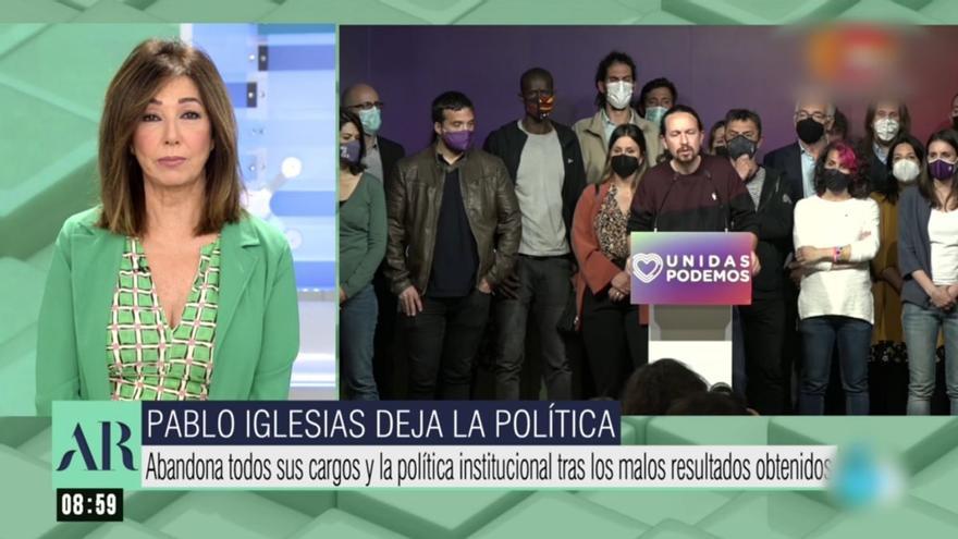 Ana Rosa, sobre la dimisión de Pablo Iglesias: &quot;Ya le debemos otra a Ayuso&quot;