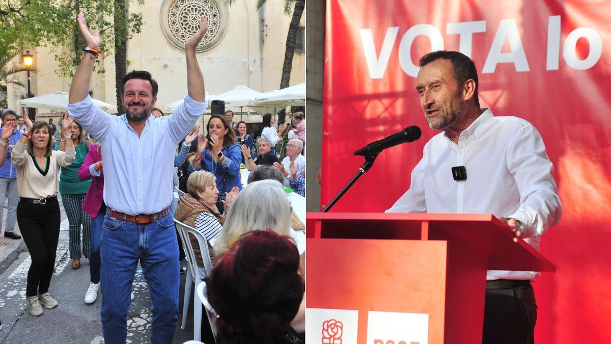 Los candidatos del PP y del PSOE, este viernes en el cierre de campaña.
