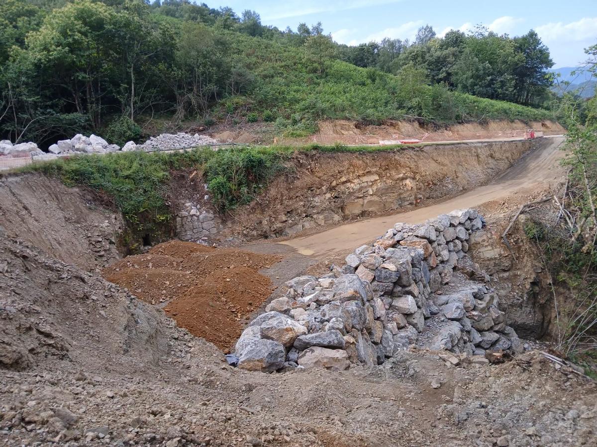 Obras en la vía AS-254.