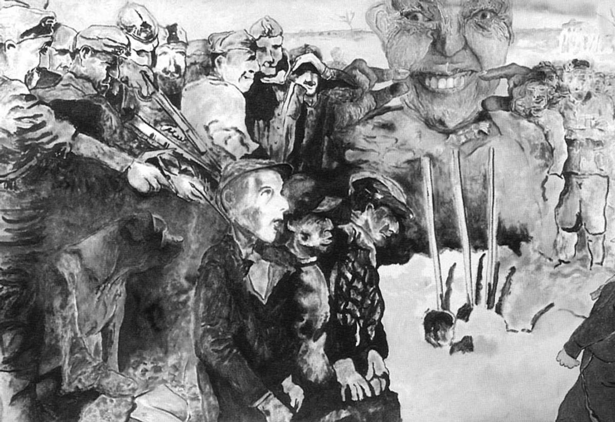 Dos de las obras de Aguirre: a la izquierda, “Autorretrato con humo”, y a la derecha, “Dix Grosz: mi perro tiene memoria”. | LNE