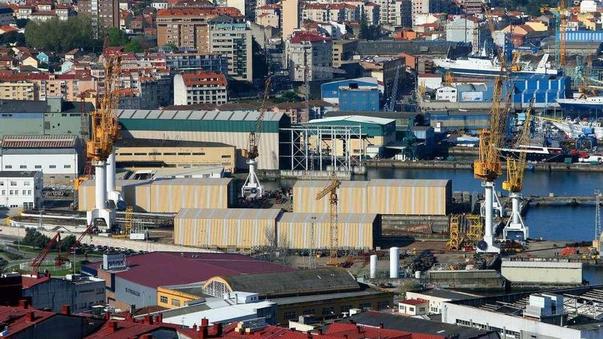 Vista general de las gradas del astillero vigués Hijos de J. Barreras en Beiramar. // Marta G. Brea