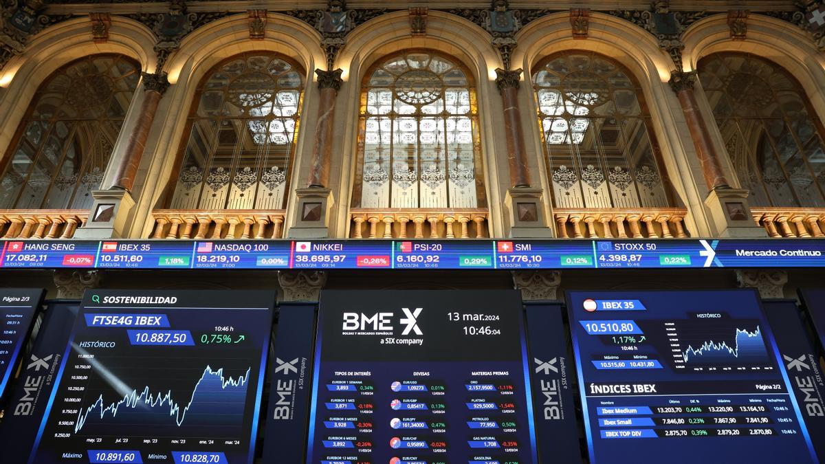 Panells de l'Ibex 35 a la Borsa de Madrid