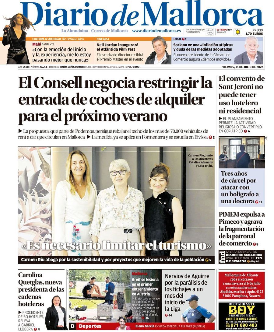 Portada de el Diario de Mallorca