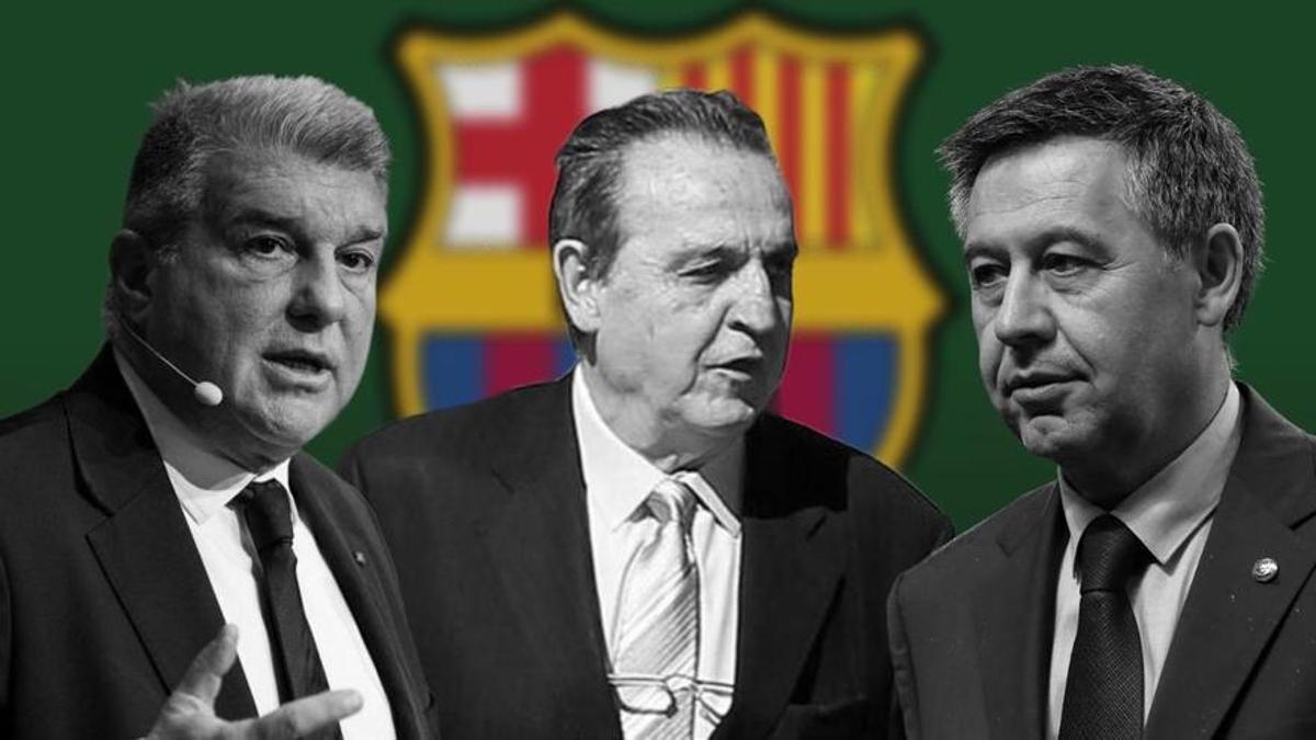 Joan Laporta, José Enrique Negreira y Josep María Bartomeu