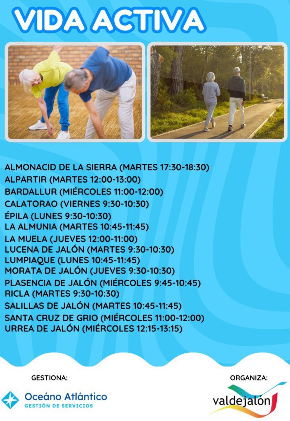 Calendario de las sesiones en los distintos municipios.