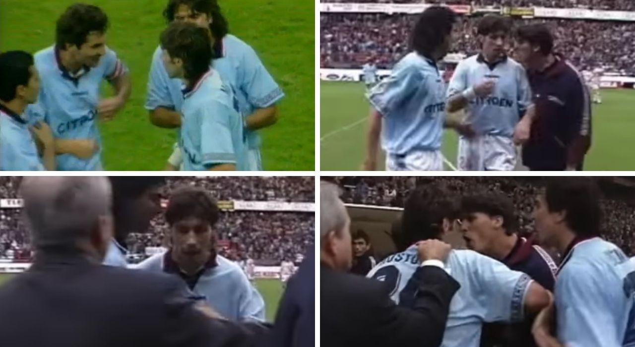 Escenas de la bronca entre varios jugadores del Celta y el futbolista ruso cuando prentedía abandonar el partido, dejando al equipo con diez.