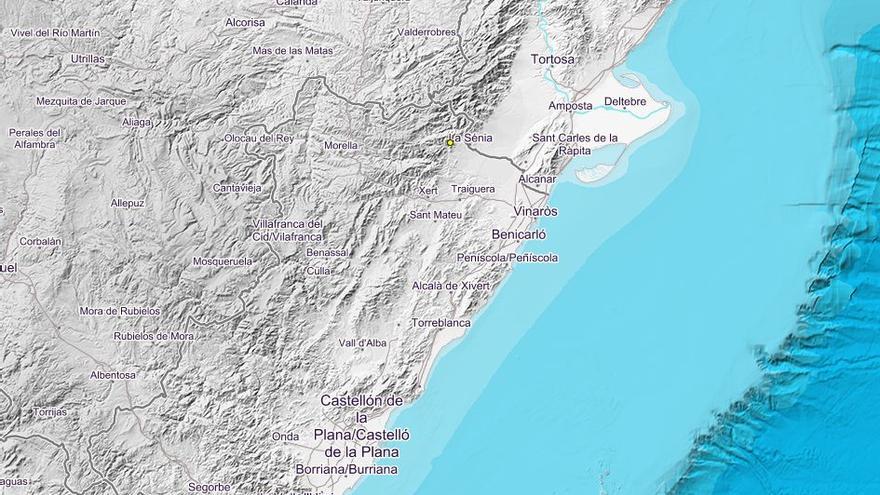 En amarillo, localización exacta del terremoto.