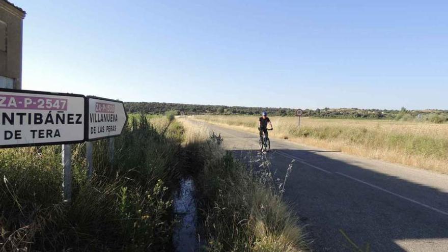 Aspecto que presenta la vía entre Santa Croya y Villanueva, con la maleza invadiendo la calzada.