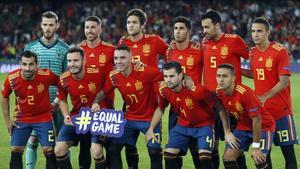 La alineación de España en el partido de la Liga de Naciones frente a Inglaterra en octubre del 2018.