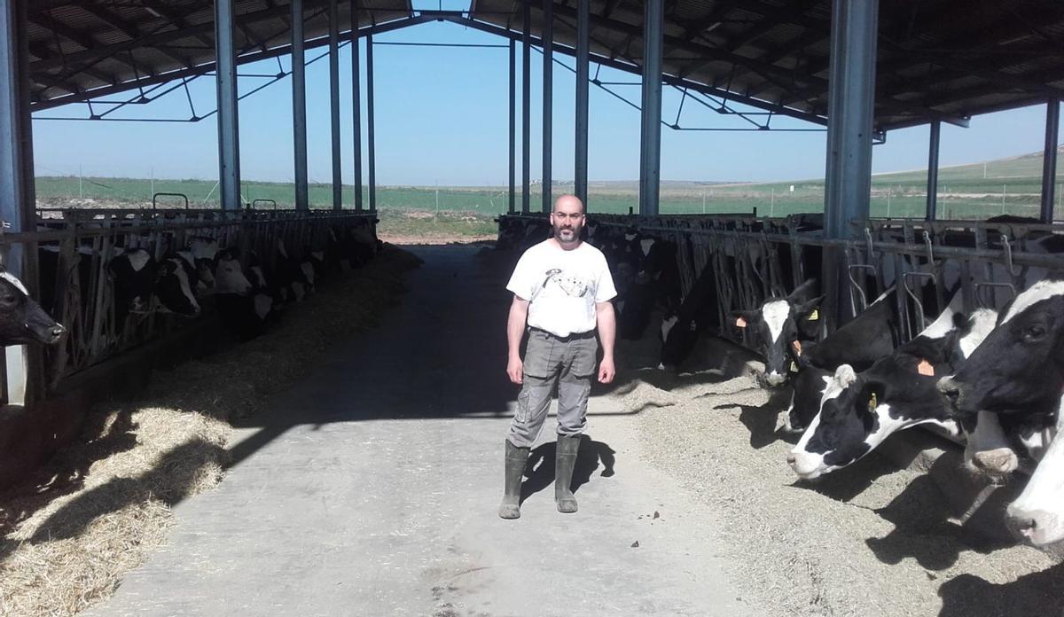 Jorge Hernández, responsable de vacío de leche de COAG en Castilla y León, en su explotación.  | J. H.