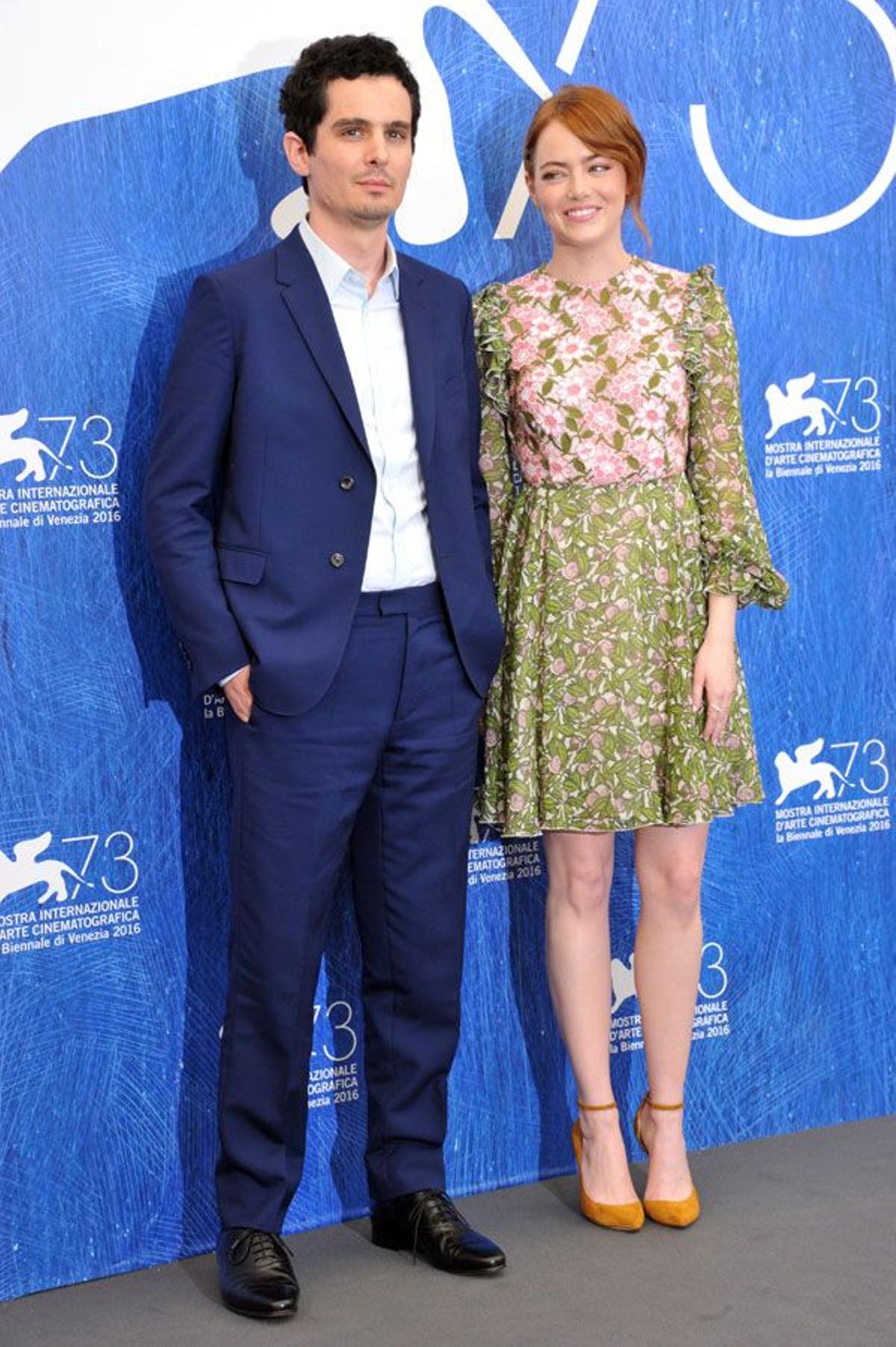 Emma Stone con Damien Chazelle en el Festival de Venecia